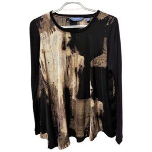 Simply Vera Vera Wang abstract print long sleeve blouse size M